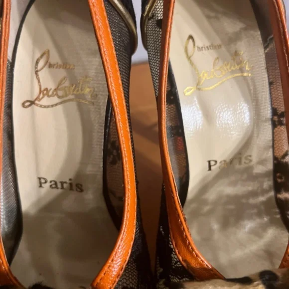 $1695 CHRISTIAN LOUBOUTIN SNAKESKIN/ LACE / LEOPARD PONY HAIR HEELS SZ 37 - Picture 8 of 14